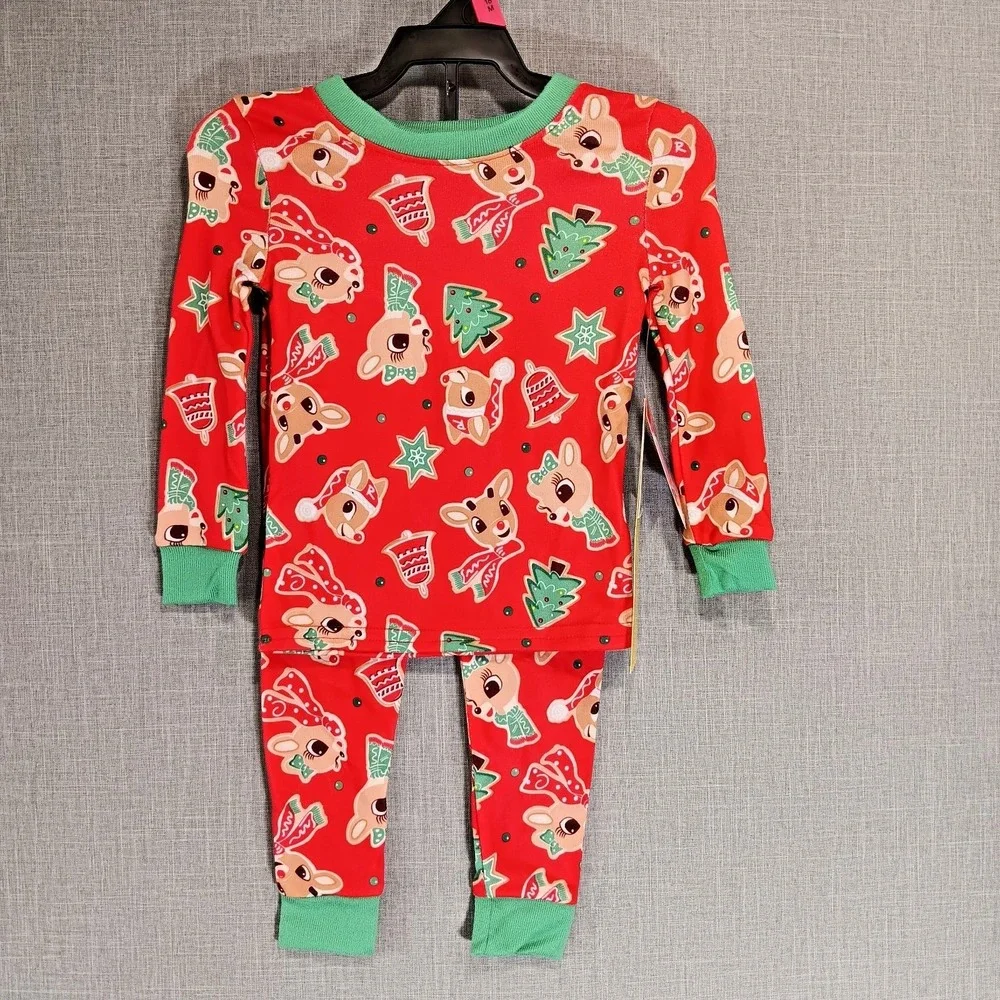 NWT Rudolph Red Nosed Reindeer Christmas Pajamas 18M Baby Holiday 2pc PJ Set Red